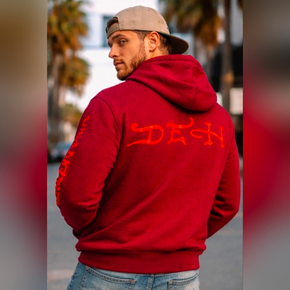 NWT Ed Hardy Tiger Graphic Hoodie Men’s Red Wine Streetwear Y2K Pullover